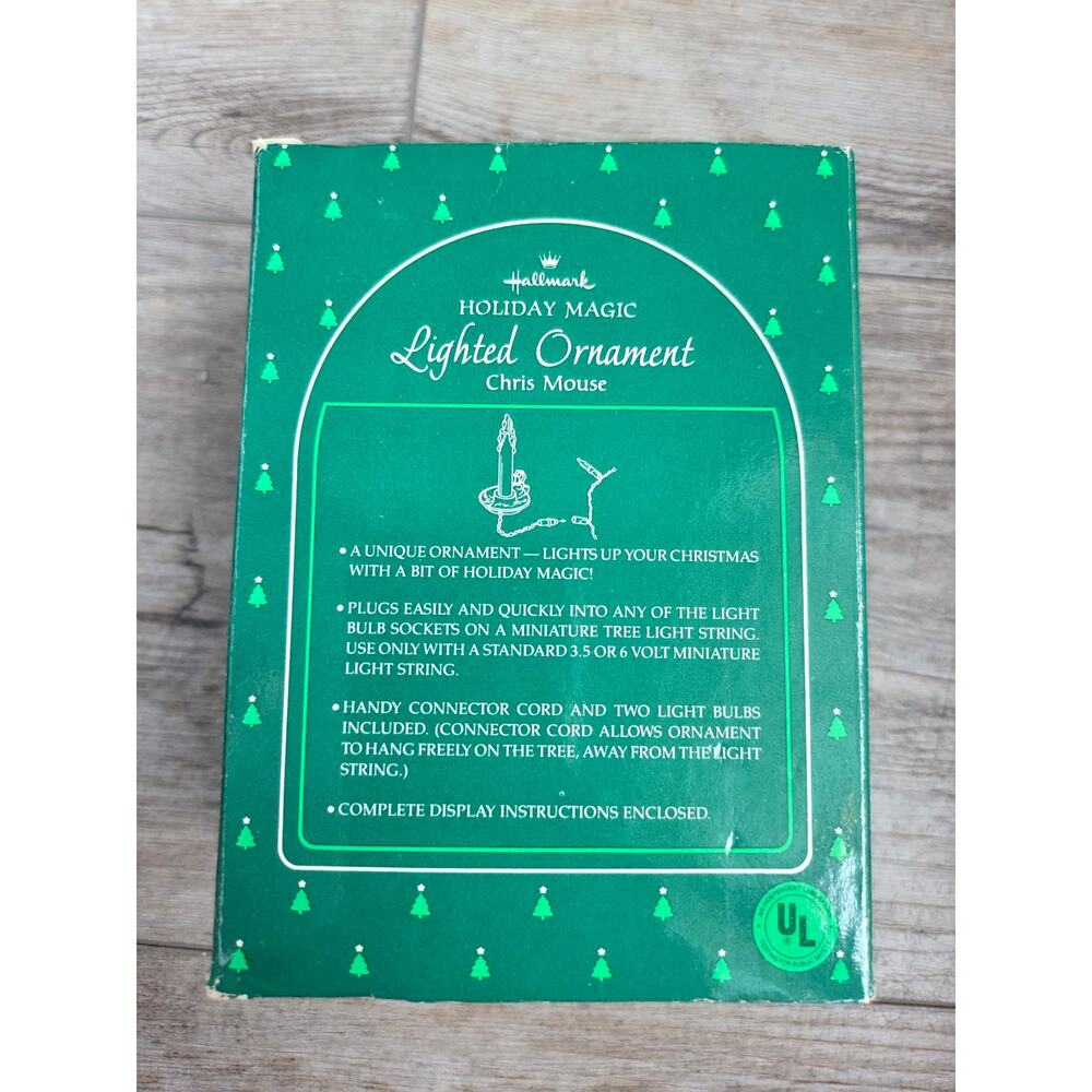 Vintage 1985 Hallmark Chris Mouse Ornament 1st in Series Lighted Magic W/ Box - Picture 2 of 3